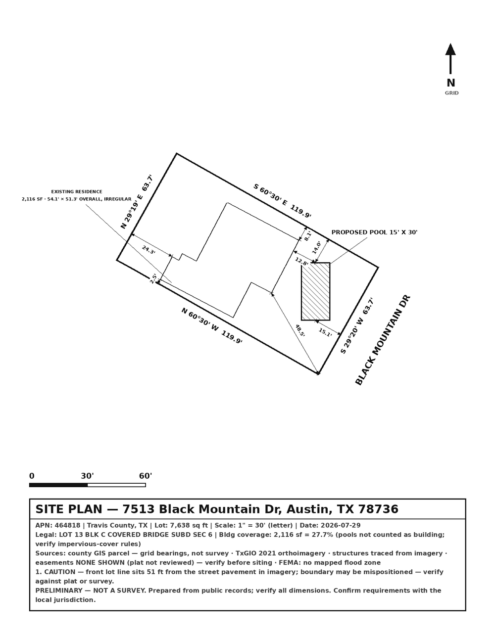 Pool permit site plan example